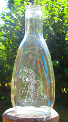 Size: 2039x3636 | Tagged: safe, artist:malte279, character:rarity, bottle, craft, glass engraving, irl, photo, rarity day