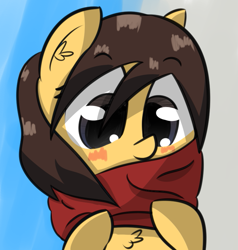 Size: 789x829 | Tagged: safe, artist:artiks, species:earth pony, species:pony, attack on titan, clothing, female, mare, mikasa ackerman, ponified, scarf, solo