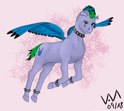 Size: 3000x2700 | Tagged: safe, artist:0-van-0, idw, species:pegasus, species:pony, friends forever, choker, cirrus cloud, cutie mark, dyed feathers, dyed mane, dyed tail, female, looking at you, mare, piercing, spread wings, wings