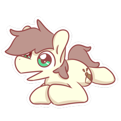 Size: 1280x1280 | Tagged: safe, artist:sugar morning, oc, oc only, oc:chocopud, species:pony, :v, chibi, cute, lying down, male, simple background, solo, stallion, transparent background