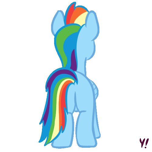 Size: 500x500 | Tagged: safe, artist:an-m, artist:artiks, artist:dsp2003, artist:exxie, artist:pabbley, artist:threetwotwo32232, artist:toisanemoif, artist:yakoshi, character:rainbow dash, species:pegasus, species:pony, 8 angles of pony collaboration, animated, behind, blushing, chest fluff, collaboration, female, gif, looking at you, mare, rotating, simple background, smiling, solo, transparent background, wingless