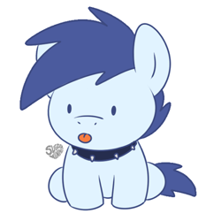Size: 500x500 | Tagged: safe, artist:sugar morning, derpibooru original, oc, oc only, oc:slipstream, species:pegasus, species:pony, boofy, chibi, collar, cute, dog pony, male, solo, spiked collar, stallion, tongue out