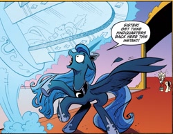 Size: 1162x901 | Tagged: safe, idw, official, official comic, character:kibitz, character:princess luna, species:pony, cropped, implied princess celestia, mirror, mirror portal, official art