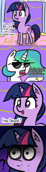 Size: 1649x6076 | Tagged: safe, artist:artiks, character:princess celestia, character:twilight sparkle, character:twilight sparkle (unicorn), species:alicorn, species:pony, species:unicorn, episode:keep calm and flutter on, g4, my little pony: friendship is magic, comic, dialogue, female, mare, sunglasses