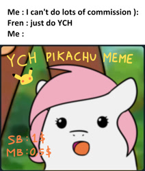 Size: 868x1024 | Tagged: safe, artist:sugar morning, oc, oc only, oc:sugar morning, species:pony, commission, crossover, funny, meme, pikachu, pokémon, remake, surprised, surprised pikachu, your character here