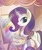 Size: 500x600 | Tagged: safe, artist:keterok, character:rarity, species:pony, species:unicorn, easel, female, glowing horn, horn, looking at you, magic, mare, paint, paintbrush, painting, palette, profile, solo, telekinesis