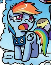 Size: 232x296 | Tagged: safe, artist:agnesgarbowska, idw, character:rainbow dash, crying, cute, dashabetes, female, filly, filly rainbow dash, sad, sadorable, younger