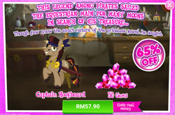 Size: 1033x678 | Tagged: safe, gameloft, idw, official, species:pony, advertisement, captain hoofbeard, costs real money, crack is cheaper, gem, idw showified, male, sale, stallion