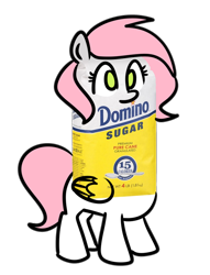 Size: 1464x1912 | Tagged: safe, artist:sugar morning, oc, oc only, oc:sugar morning, species:pegasus, species:pony, bag, chibi, female, food, mare, not salmon, object pony, original species, ponified, simple background, smiling, solo, standing, sugar (food), sugar bag, transparent background, wat