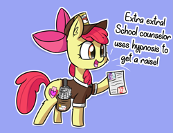 Size: 2485x1923 | Tagged: safe, artist:artiks, artist:niteax, character:apple bloom, character:starlight glimmer, species:earth pony, species:pony, episode:starlight the hypnotist, apple bloom's bow, bag, bow, clothing, dialogue, female, gabby gums, hair bow, hat, mailmare, mailmare hat, mare, newspaper, simple background, solo