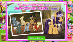 Size: 1024x600 | Tagged: safe, gameloft, idw, official, screencap, character:fluttershy, character:pony of shadows, species:earth pony, species:pony, background pony, bandana, captain hoofbeard, collection, cutlass (pony), eyepatch, female, idw showified, male, mare, pirate, stallion, sword, turkish, weapon