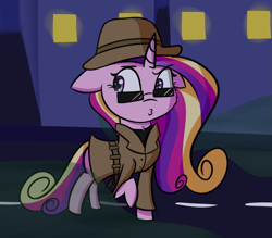 Size: 2755x2412 | Tagged: safe, artist:artiks, character:princess cadance, species:alicorn, species:pony, cheek fluff, clothing, cute, cutedance, detective, female, floppy ears, hat, mare, pouting, solo, sunglasses