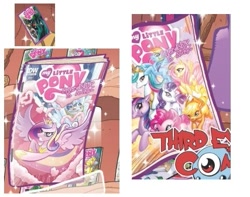 Size: 427x337 | Tagged: safe, idw, official, official comic, character:applejack, character:fluttershy, character:pinkie pie, character:princess cadance, character:princess celestia, character:queen chrysalis, character:rainbow dash, character:rarity, character:twilight sparkle, species:alicorn, species:earth pony, species:pegasus, species:pony, species:unicorn, cover, covers, female, mare, third eye comics, variantception