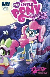 Size: 500x768 | Tagged: safe, idw, official, official comic, character:pinkie pie, character:spike, comic, cover, jetpack comics, superhero