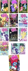 Size: 984x2444 | Tagged: safe, idw, official, official comic, character:applejack, character:derpy hooves, character:dj pon-3, character:doctor whooves, character:fluttershy, character:pinkie pie, character:rainbow dash, character:rarity, character:spike, character:time turner, character:twilight sparkle, character:twilight sparkle (unicorn), character:vinyl scratch, species:changeling, species:dragon, species:earth pony, species:pegasus, species:pony, species:unicorn, anatomically incorrect, apple, apple tree, applejack's hat, background pony, balloon, clothing, comic, cover, covering eyes, covers, cowboy hat, crying, derpy spider, doctor who, dream, eyepatch, f'wuffy, female, flower, fluttershy being fluttershy, flying, food, fountain, glowing horn, hat, heart, heart eyes, hoof hold, horn, hot air balloon, ice skates, ice skating, incorrect leg anatomy, jetpack comics, larry's comics, magic, male, mare, midtown comics, muffin, music notes, parasprite, pocket watch, police call box, puffy cheeks, record, scared, scarf, sleeping, speaker, speakers, spider, stallion, tardis, the return of queen chrysalis, tongue out, top hat, tree, turntable, twinkling balloon, vinyl scratch's glasses, weeping angel, wingding eyes