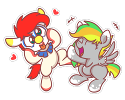 Size: 2560x2048 | Tagged: safe, artist:sugar morning, oc, oc only, oc:jester jokes, oc:odd inks, species:earth pony, species:pegasus, species:pony, clown, female, happy, laughing, male, mare, silly face, stallion