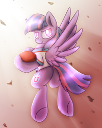 Size: 2048x2560 | Tagged: safe, artist:sugar morning, character:wind sprint, species:pegasus, species:pony, episode:common ground, g4, my little pony: friendship is magic, ball, canon, crepuscular rays, female, filly, flying, freckles, hoof hold, looking back, solo, spread wings, underhoof, wings