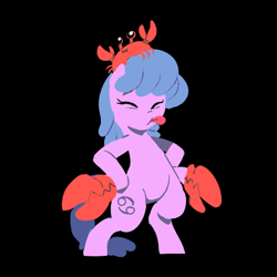 Size: 500x500 | Tagged: safe, artist:karzahnii, species:earth pony, species:pony, bipedal, cancer (horoscope), cutie mark, eyes closed, female, hooves, mare, ponyscopes, solo, tongue out, zodiac