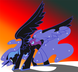 Size: 544x500 | Tagged: safe, artist:atticus83, character:nightmare moon, character:princess luna, species:alicorn, species:pony, g4, female, mare, photoshop, plot, rear view, solo