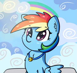 Size: 2463x2339 | Tagged: safe, artist:artiks, character:rainbow dash, species:pegasus, species:pony, cheek fluff, chest fluff, cloud, cloudsdale, cute, dashabetes, ear fluff, female, mare, medal, number one, rainbow, sky, solo