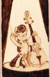 Size: 606x922 | Tagged: safe, artist:malte279, character:octavia melody, species:pony, cello, craft, musical instrument, pyrography, spotlight, traditional art