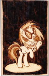 Size: 627x965 | Tagged: safe, artist:malte279, character:dj pon-3, character:vinyl scratch, species:pony, craft, pyrography, spotlight, traditional art