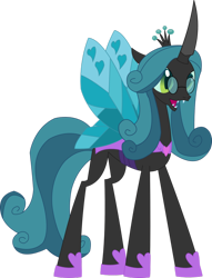 Size: 782x1022 | Tagged: safe, artist:sketchmcreations, idw, character:queen chrysalis, species:changeling, alternate universe, changeling queen, cute, cutealis, female, glasses, hoof shoes, idw showified, mirror universe, reflections, reversalis, simple background, solo, transparent background, vector