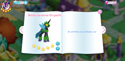 Size: 1467x720 | Tagged: safe, gameloft, idw, character:queen chrysalis, character:twilight sparkle, episode:the cutie re-mark, battle armor, gem, my little pony game