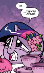 Size: 391x639 | Tagged: safe, artist:brendahickey, edit, idw, character:twilight sparkle, comic, reaction image, solo