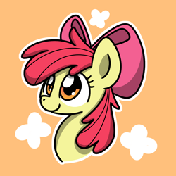 Size: 2048x2048 | Tagged: safe, artist:sugar morning, character:apple bloom, species:earth pony, species:pony, bust, cute, female, mare, portrait, ribbon, simple background, solo