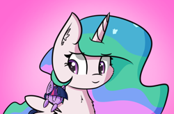 Size: 2220x1455 | Tagged: safe, artist:artiks, character:princess celestia, character:twilight sparkle, species:alicorn, species:pony, species:unicorn, celestia day, female, filly, filly twilight sparkle, gradient background, mare, momlestia, simple background, smol, younger