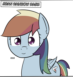 Size: 1448x1513 | Tagged: safe, artist:artiks, character:mean rainbow dash, character:rainbow dash, species:pegasus, species:pony, episode:the mean 6, g4, my little pony: friendship is magic, ..., clone, cropped, evil rainbow dash, female, looking at you, mare, mean dashabetes, reaction image, smiling, solo