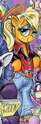 Size: 600x1810 | Tagged: safe, idw, character:applejack, character:rarity, species:earth pony, species:pony, clothing, costume, john travolta
