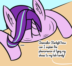 Size: 1890x1731 | Tagged: safe, artist:artiks, character:starlight glimmer, newbie artist training grounds, atg 2019, dialogue, facedesk, food, implied silverstream, pancakes, solo