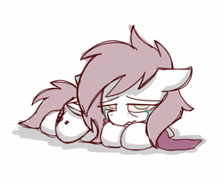 Size: 2560x2048 | Tagged: safe, artist:sugar morning, oc, oc only, oc:depression, species:pegasus, species:pony, clothing, crying, depressed, lying down, red eyes, sad, scarf, simple background, solo, white background