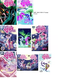 Size: 1366x1845 | Tagged: safe, idw, character:dj pon-3, character:fluttershy, character:pinkie pie, character:queen chrysalis, character:rarity, character:spike, character:twilight sparkle, character:vinyl scratch, species:changeling, compilation
