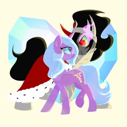 Size: 900x900 | Tagged: safe, artist:duvivi, idw, character:king sombra, character:radiant hope, species:pony, species:unicorn, ship:hopebra, crystal heart, deviantart watermark, female, male, mare, obtrusive watermark, shipping, sombra eyes, stallion, straight, watermark