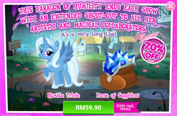 Size: 1042x685 | Tagged: safe, gameloft, idw, official, character:trixie, species:alicorn, species:pony, advertisement, alicornified, costs real money, idw showified, princess of humility, race swap, rant in the description, reflections, trixiecorn, why gameloft why