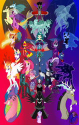 Size: 1214x1920 | Tagged: safe, artist:fallen-gabrielle, idw, character:adagio dazzle, character:aria blaze, character:cosmos, character:cozy glow, character:daybreaker, character:discord, character:grogar, character:juniper monstar, character:juniper montage, character:king sombra, character:lord tirek, character:midnight sparkle, character:nightmare moon, character:nightmare rarity, character:pinkie pie, character:pony of shadows, character:princess celestia, character:princess eris, character:princess luna, character:queen chrysalis, character:rarity, character:sonata dusk, character:starlight glimmer, character:storm king, character:sunset satan, character:sunset shimmer, character:tantabus, character:tempest shadow, character:twilight sparkle, character:twilight sparkle (scitwi), species:alicorn, species:draconequus, species:eqg human, species:pony, species:siren, species:umbrum, g4, my little pony: the movie (2017), my little pony:equestria girls, alicornified, antagonist, collage, demon, every villain, evil celestia, evil luna, evil sisters, juniper monstar, midnight sparkle, pinkiecorn, princess of chaos, race swap, s5 starlight, sarimanok, sunset satan, the dazzlings, villains of equestria, windigo, xk-class end-of-the-world scenario