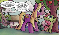 Size: 892x530 | Tagged: safe, artist:agnesgarbowska, idw, official comic, species:pony, species:unicorn, comic, cropped, dialogue, duo, female, filly, foal, idw micro series, mare, mother and daughter, speech bubble