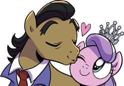 Size: 840x585 | Tagged: safe, artist:brendahickey, idw, character:diamond tiara, character:filthy rich, background removed, cute, diamondbetes, equestria's best father, father and daughter, female, kiss on the cheek, kissing, male, simple background, smiling, tiaralove, transparent background
