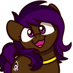Size: 1000x1000 | Tagged: safe, artist:sugar morning, oc, oc only, oc:berry mocha, species:earth pony, species:pony, brown coat, commission, cute, purple mane, smiling, sugar morning's smiling ponies, ych result, your character here