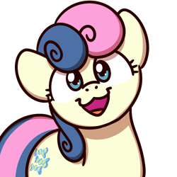 Size: 1000x1000 | Tagged: safe, artist:sugar morning, part of a set, character:bon bon, character:sweetie drops, species:earth pony, species:pony, adorabon, bust, cat face, cat smile, cute, female, looking at you, mare, open mouth, simple background, smiling, smiling at you, solo, sugar morning's smiling ponies, transparent background