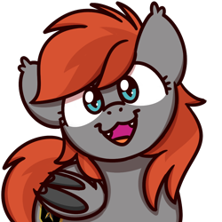 Size: 1000x1000 | Tagged: safe, artist:sugar morning, oc, oc:grem, species:bat pony, species:pony, bat pony oc, cat face, cat smile, cute, fangs, female, looking at you, open mouth, simple background, solo, sugar morning's smiling ponies, transparent background