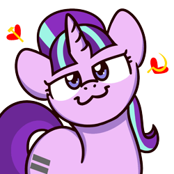 Size: 1000x1000 | Tagged: safe, artist:sugar morning, edit, character:starlight glimmer, species:pony, species:unicorn, episode:the cutie map, g4, my little pony: friendship is magic, :3, communism, equal cutie mark, hammer, heart, lidded eyes, looking at you, s5 starlight, sickle, solo, stalin glimmer, sugar morning's smiling ponies