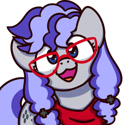 Size: 1000x1000 | Tagged: safe, artist:sugar morning, oc, oc only, oc:cinnabyte, species:earth pony, species:pony, adorkable, bandana, cute, dork, earth pony oc, female, glasses, goofy smile, looking at you, mare, simple background, sugar morning's smiling ponies, transparent background
