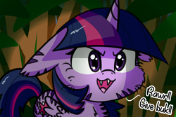 Size: 1456x974 | Tagged: safe, artist:artiks, character:twilight sparkle, character:twilight sparkle (alicorn), species:alicorn, species:pony, :3, big cat, book, cat, catpony, cute, fangs, female, floppy ears, jungle, open mouth, original species, rawr, solo, species swap, that pony sure does love books, tiger, twiabetes, twiger