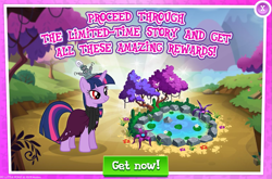 Size: 1035x684 | Tagged: safe, gameloft, idw, official, character:twilight sparkle, advertisement, idw showified, limited-time story, ponies of dark water, red eyes
