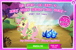 Size: 1036x688 | Tagged: safe, gameloft, idw, official, character:fluttershy, advertisement, costs real money, idw showified, poison ivyshy, ponies of dark water, sale