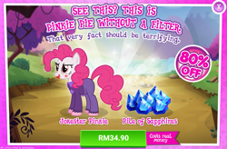 Size: 1039x680 | Tagged: safe, gameloft, idw, official, character:pinkie pie, advertisement, costs real money, crack is cheaper, idw showified, pinkie joker, ponies of dark water, sale, solo, the joker
